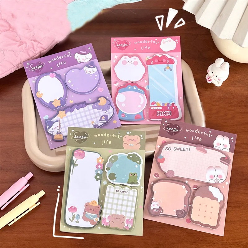 60 Sheet/Set Cute Creative Cartoon Sticky Notes Memo Bookmark Mini ...