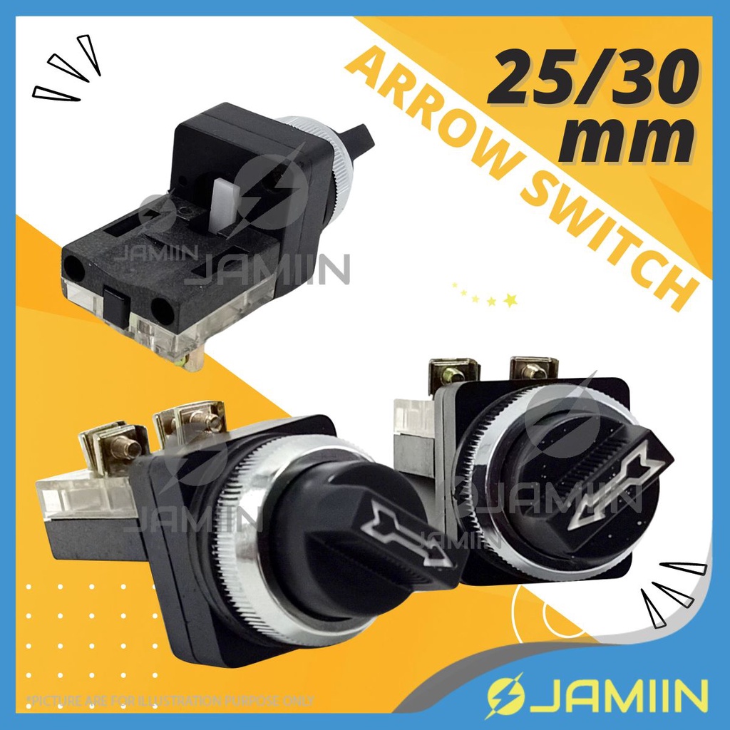 25mm / 30mm 4T ON-OFF / ON-OFF-ON Arrow Switch Button Switch Selector ...