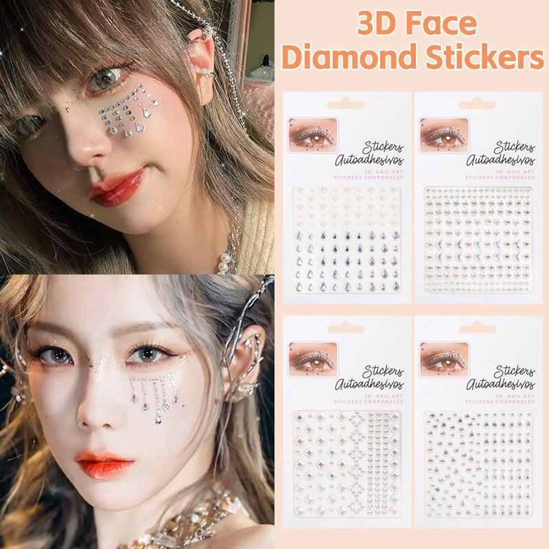 Shiny Diamond Butterfly Face Decoration Sticker / 3D Face Body Makeup ...