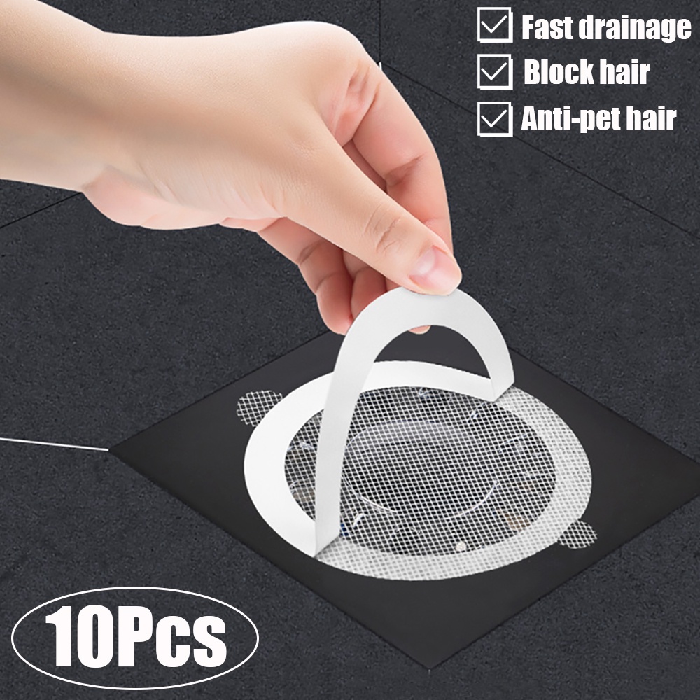 10pcs/pack Disposable Floor Drain Sticker Shower Hair Catcher Cover ...