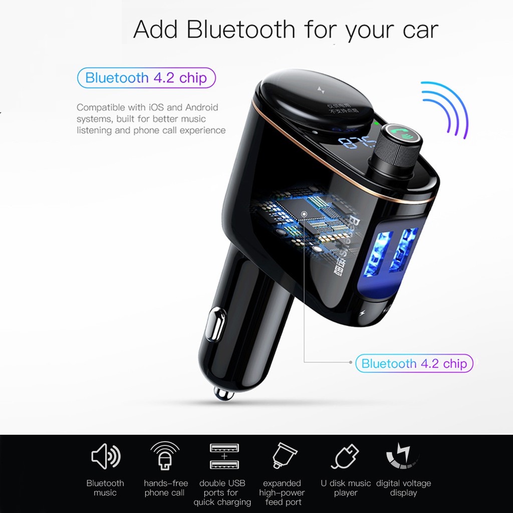 Baseus Original Transmitter Car Charger MP3 Player Bluetooth Car Kit
