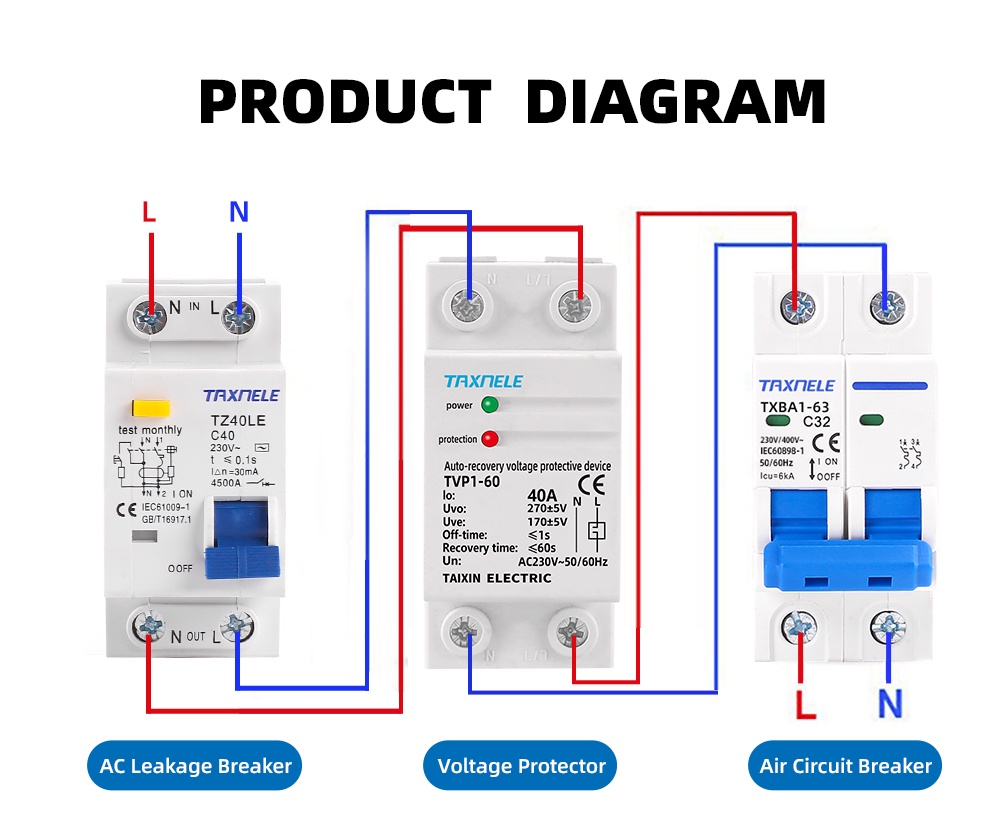 Din rail automatic recovery reconnect over under voltage protector ...