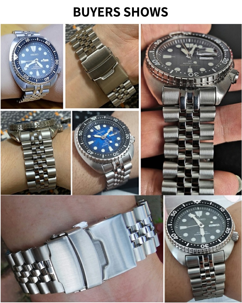 Solid Cueve End Stainless Steel Watch Band For Seiko Abalone Series Turtle Srpa21 Srp777 Srpc25 0908