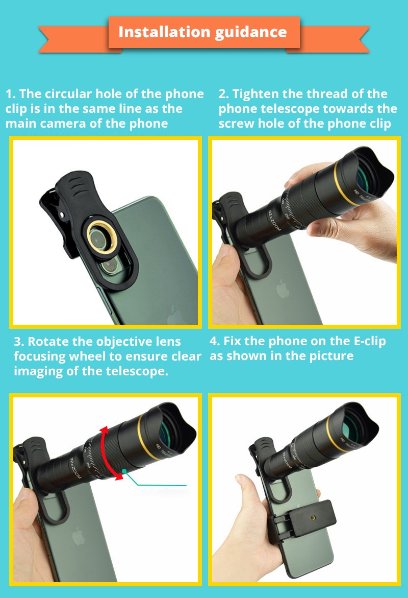 Universal Mobile Phone Monocular Telescope 22X 32X Camera Lens External ...