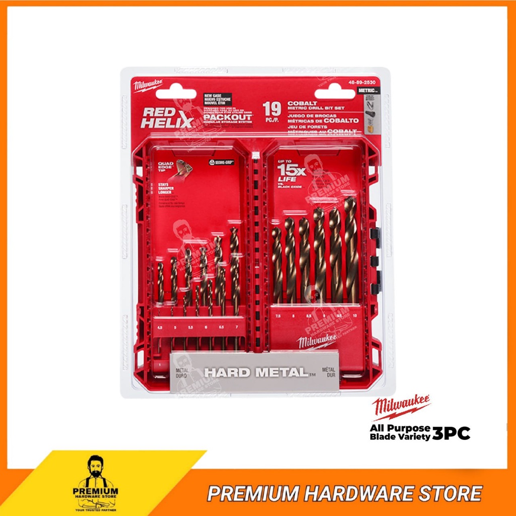 MILWAUKEE 19pcs Red Helix Cobalt Metric Drill Bit Set For Drill Drivers ...