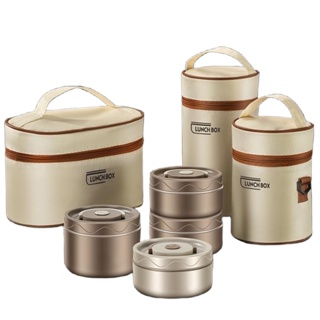 Stainless steel vacuum pot double insulation barrel student portable  Chinese portable sealed lunch box large capacity