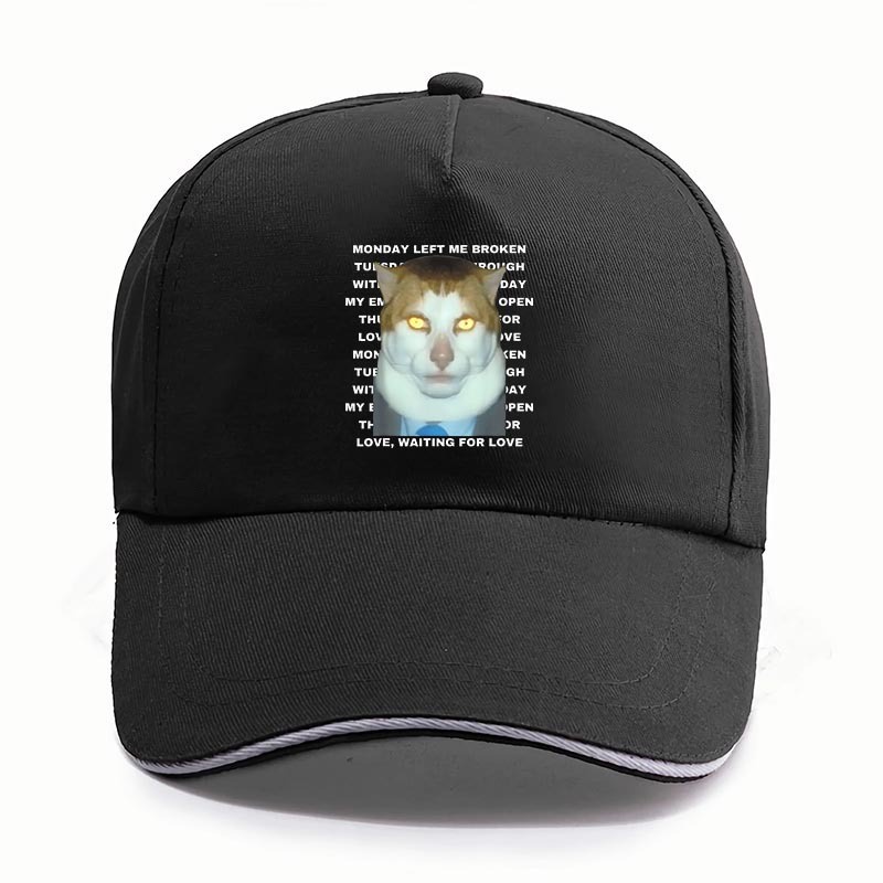 Monday Left Me Broken Cat Baseball Cap Funny Cats Meme Jokes Hats