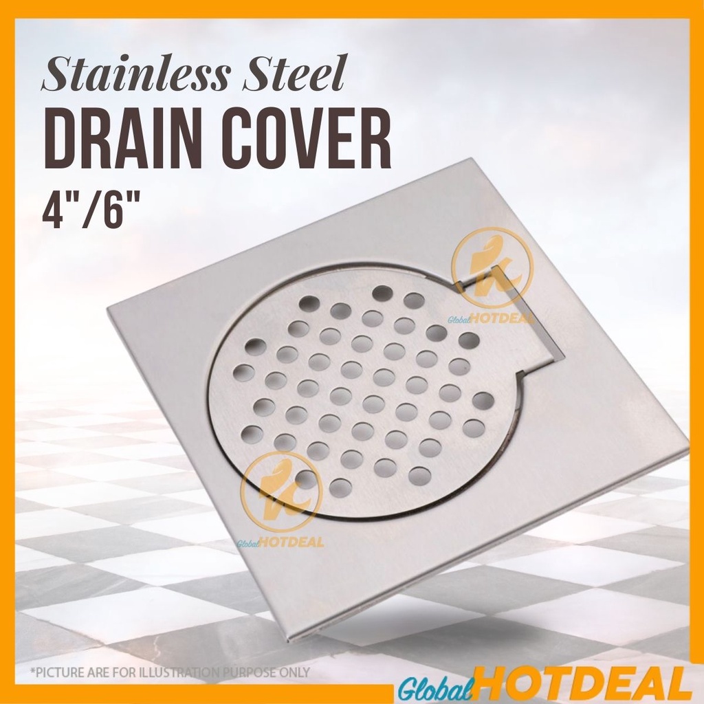 4" /6" STAINLESS STEEL Floor Drain Square Tile Insert Floor Drainer