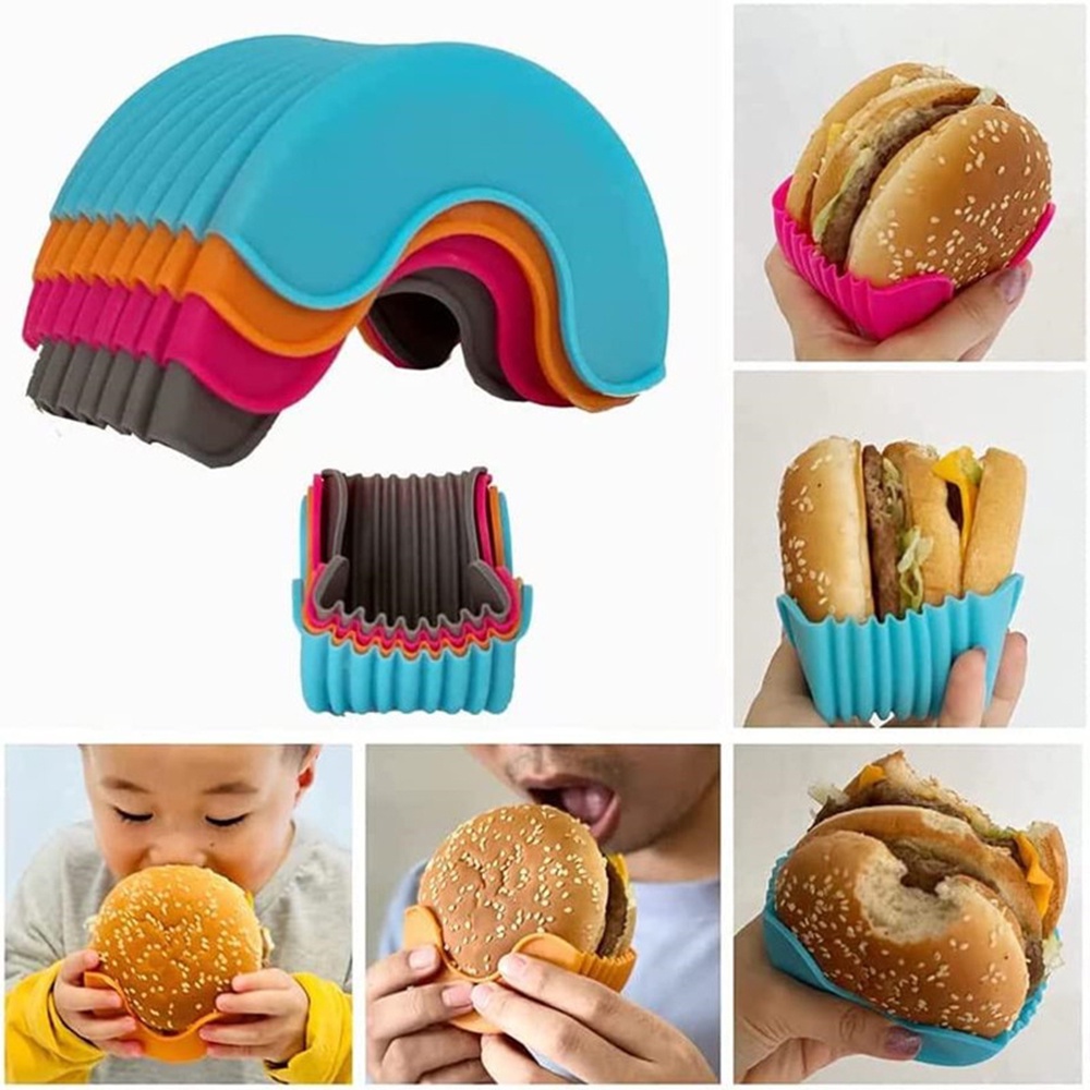 Silicone Burger Holder Hygienic Reusable Patty Hamburger Sandwiches Box ...