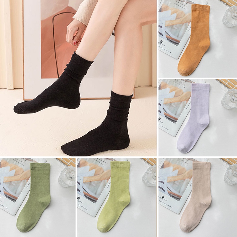 Ins 1 pair Socks Candy Color Minimalism Design Sock Mid-length Student ...