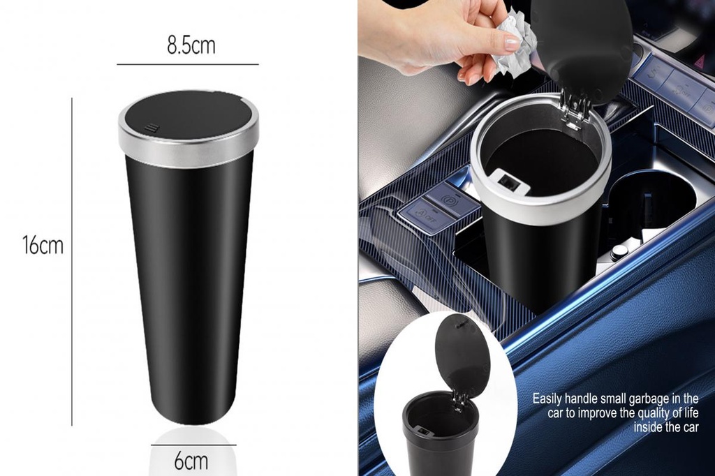 Car Trash Holder Auto Litter Container 800ml Car Trash with Lid ...