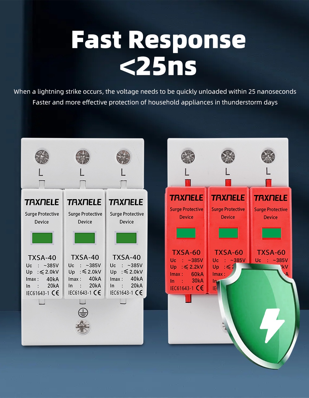 SPD 3P Surge Protector Low Voltage AC Distribution Household Lightning ...