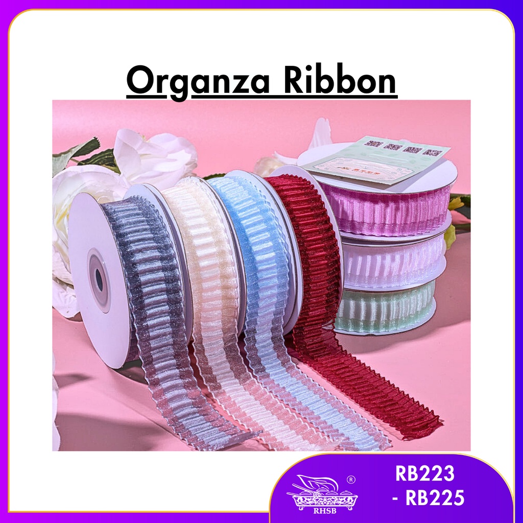 10YRD/ROLL ORGANZA RIBBON / HIASAN REBEN / PITA RIBEN / RIBBON HADIAH ...