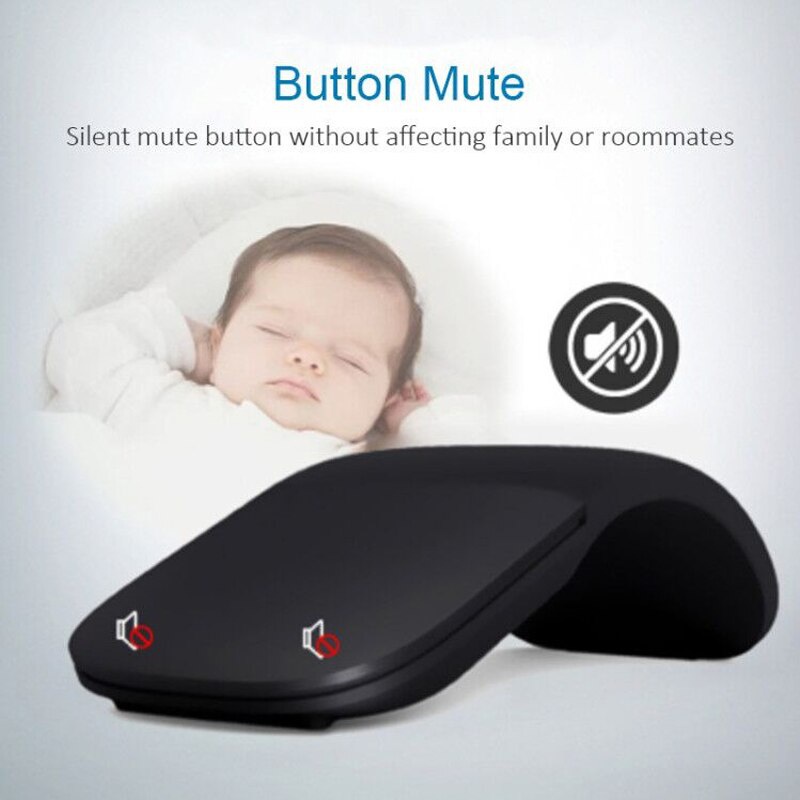 Bluetooth folding wireless touch mouse slim portable arc mute mice ...