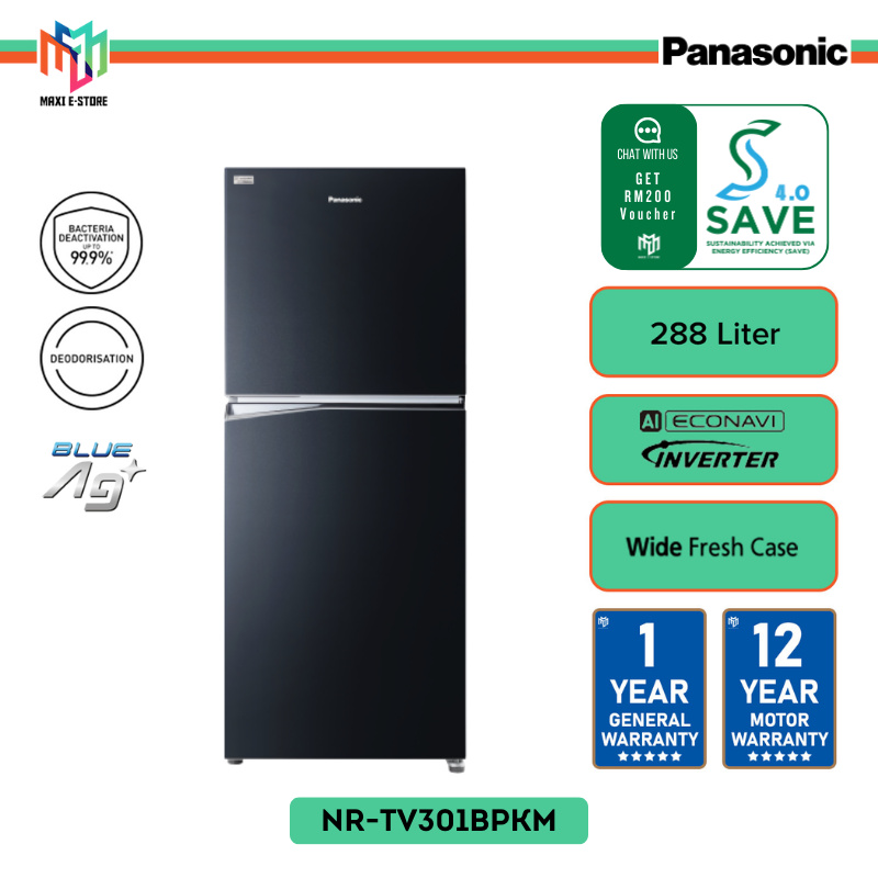 Panasonic NRTV301BPKM 2Door Top Freezer Refrigerator 288L Inverter