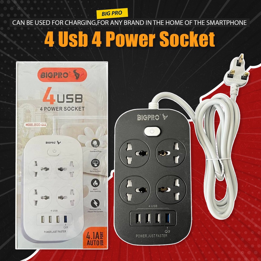 Power Strip 4 Universal Socket with 4 USB Output Ports Power Strip ...