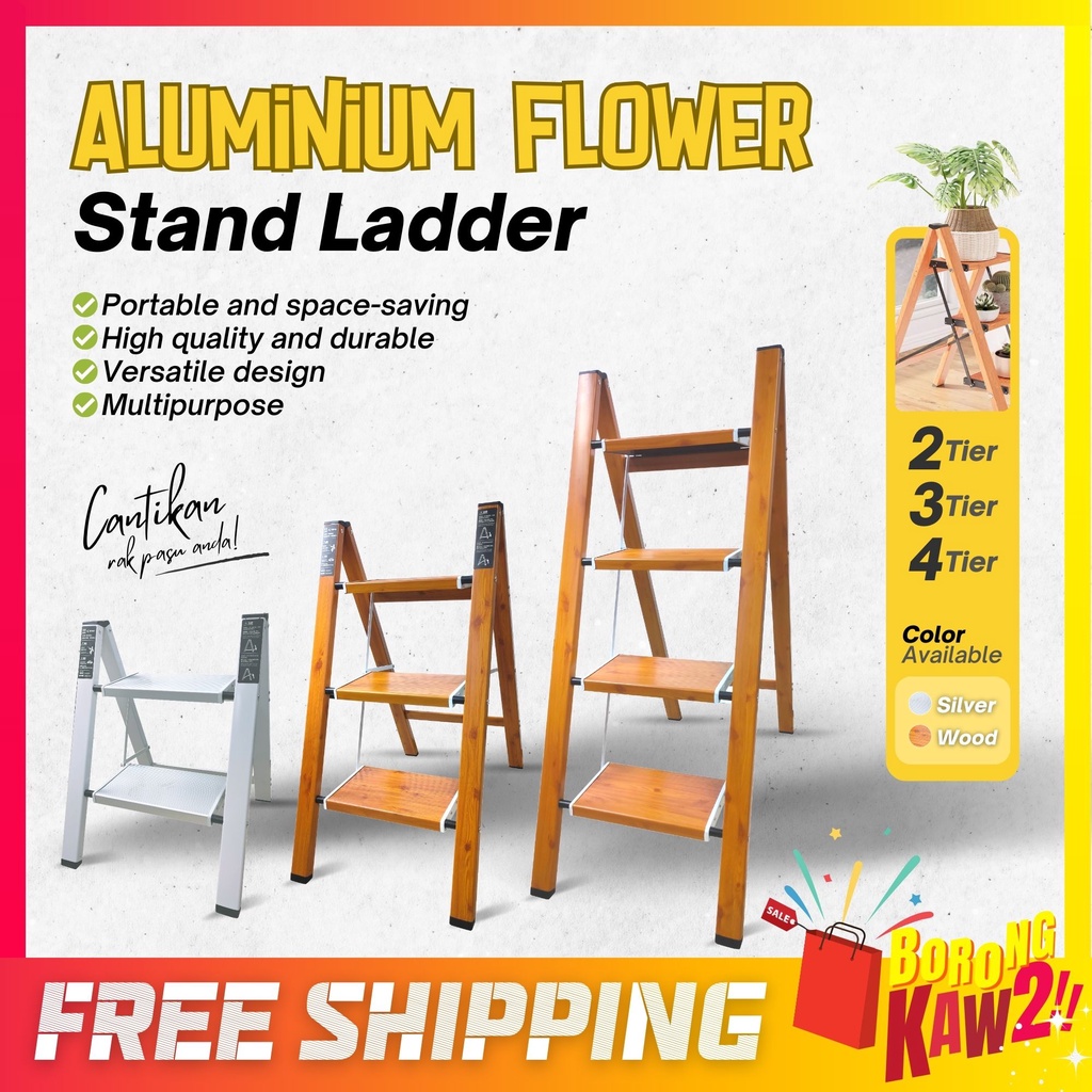 Portable 2 / 3 / 4 Step Folding Aluminium Stand Ladder Step Stool Rack ...