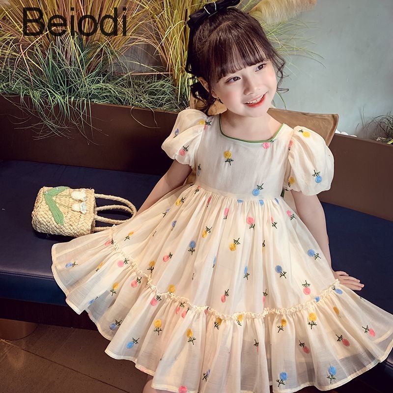 kids dress baby girl gaun budak perempuan Girls Dress Floral Childrens Short sleeve Dress Princess Dress Kanak Kanak Girl S Clothing Baju Budak Perempuan 8 10 12 Tahun Shopee Malaysia
