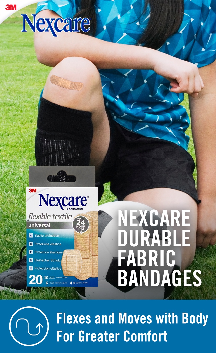 3M Nexcare Flexible Textile Universal Bandages, 20 pcs/pack, Assorted ...