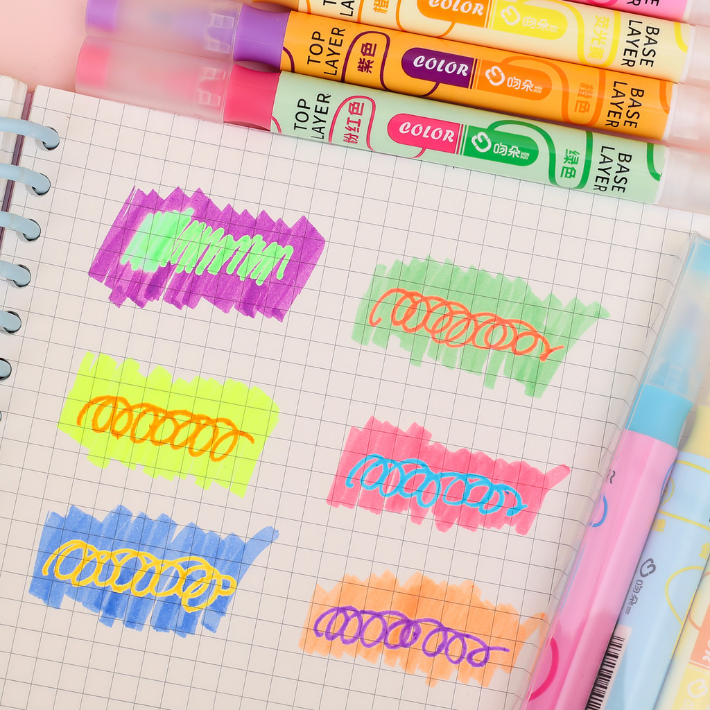 Double Colored Highlighter Pen - Stacking Colors Fluorescent Pen - Art ...