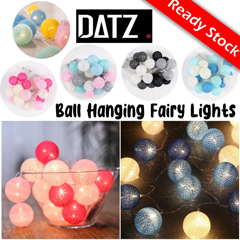 [Datz] LED Cotton Ball Globe String Fairy Lights Campaign Decoration Tent Kids Room 露营氛围灯 Lampu