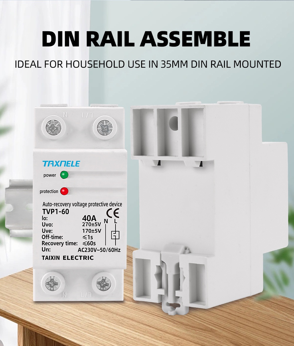 Din rail automatic recovery reconnect over under voltage protector ...