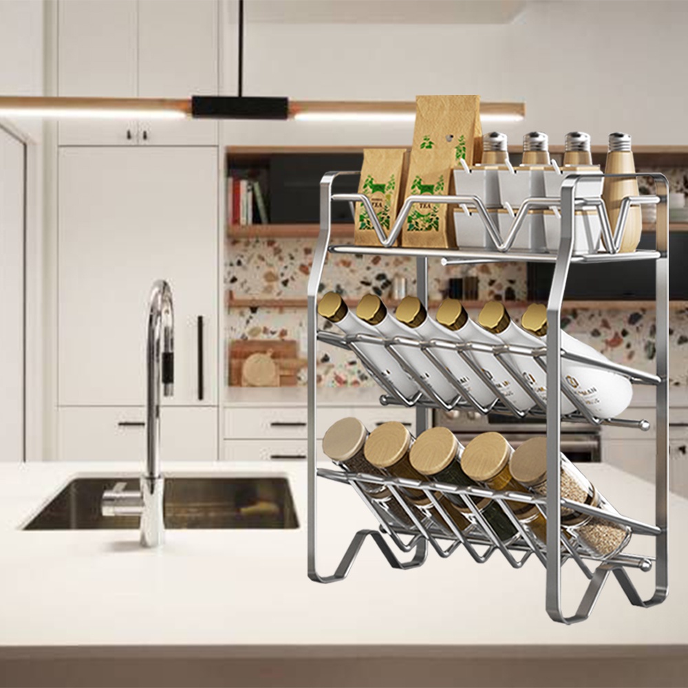 Innohut 2 3 Tiers Stainless Steel Kitchen Condiment Rack Rak Dapur ...