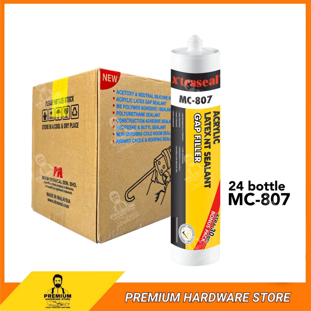 XTRASEAL MC807 Gap Filler Acrylic Latex Sealant White 450g (24 Pcs/Box