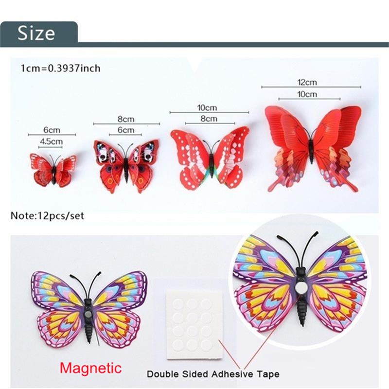 12Pcs 3D Double Layer Hollow Butterfly Wall Sticker / Colorful ...