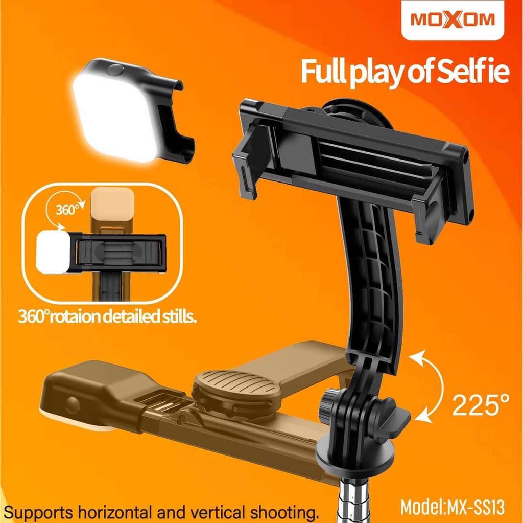 MOXOM MX-SS13 Capture Wizard Multifunctional Selfie Stick Tripod With LED Light