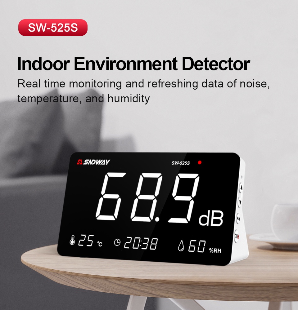 SNDWAY Digital 4 in 1 Sound Level Meter Temperature Humidity Meter 0 ...