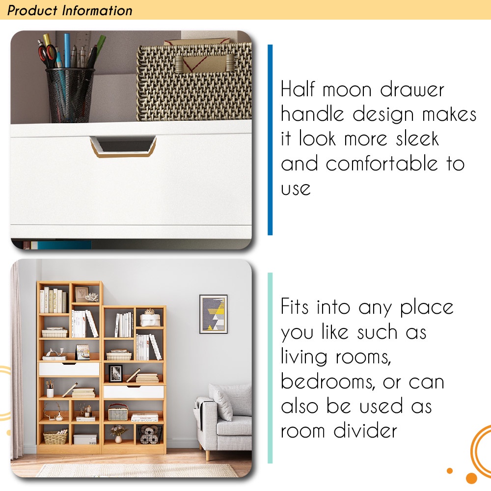 Borong365 Wooden Bookshelf Rak Buku Storage Rack Cabinet Kabinet Book ...
