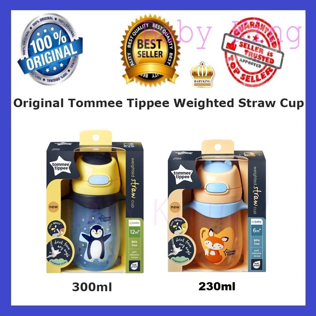 Original Tommee Tippee Weighted Straw 2 Handle Cup 240ml / 300ml