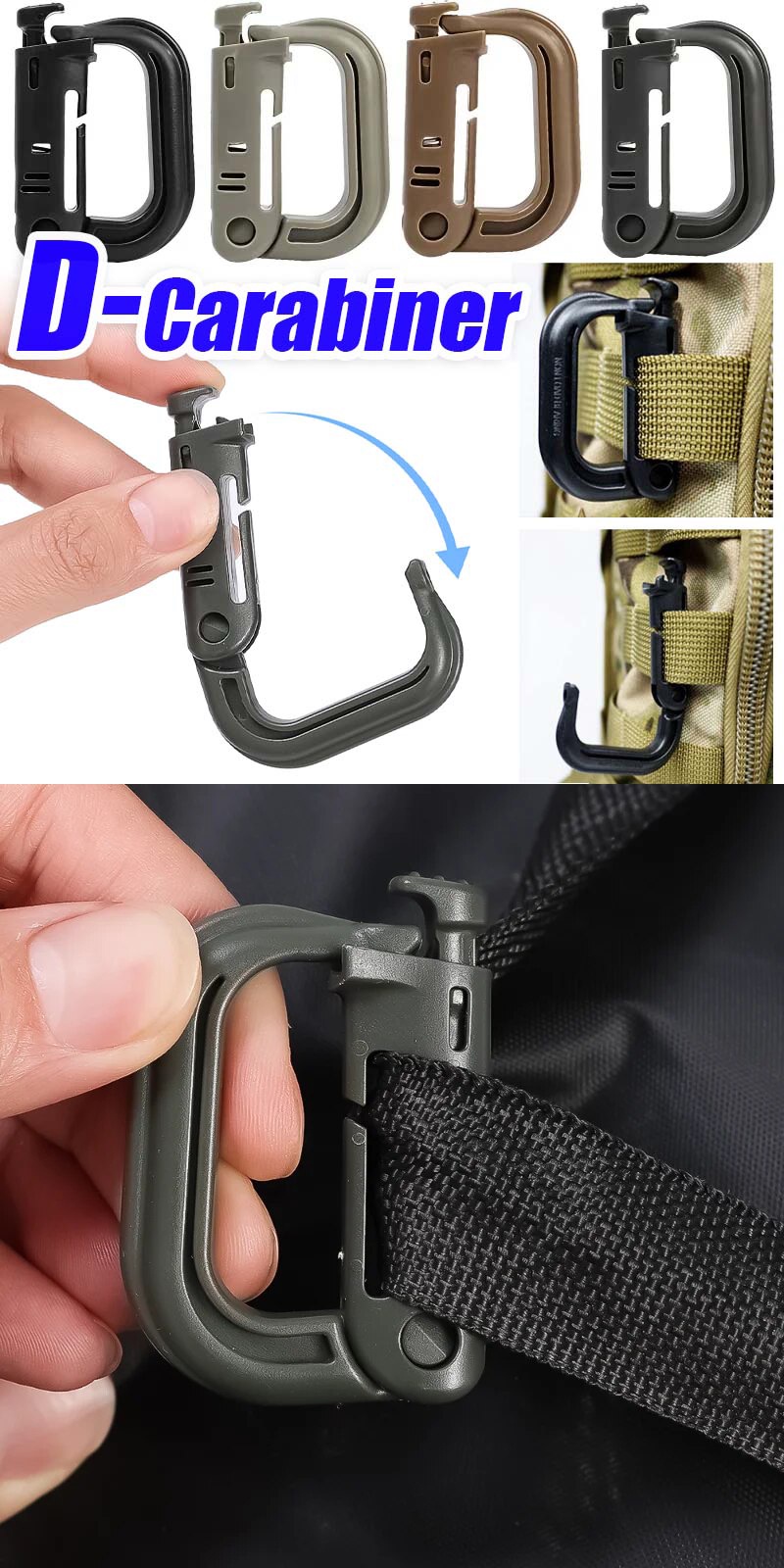 Outdoor Heavy Duty Snap Type Carabiner - Tactical D Locking Ring ...