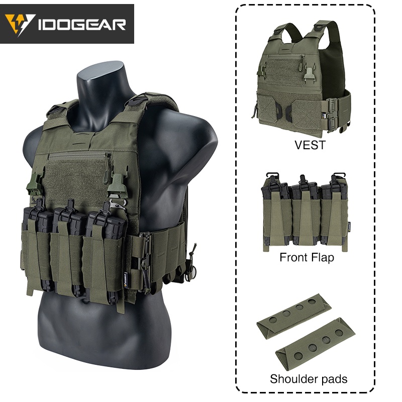 IDOGEAR Tactical FCSK Plate Carrier Set With Shoulder Pads With Front ...