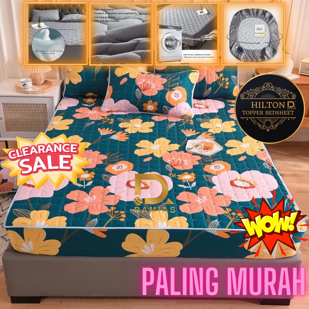 Cadar Topper hilton Anti Kedut Set 3IN1 Hotel Size Queen King Single ...