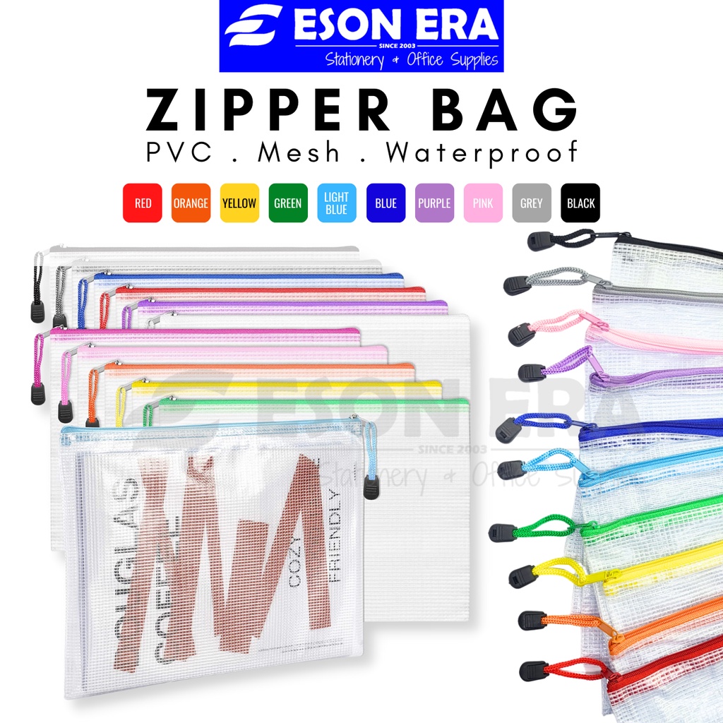 Waterproof Mesh Zipper Bag A6 / A5 / A4 / A3 / B4 Folder File Document