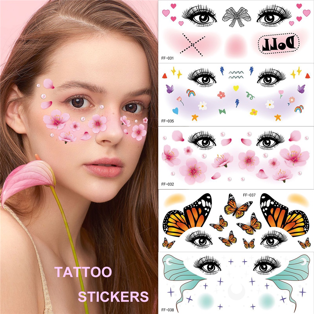 Face Stickers Eyebrow Eye Temporary Tattoo Stickers Makeup Beauty