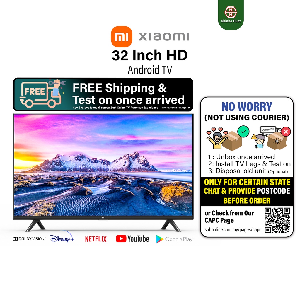 Xiaomi 32 Inch HD Android TV P1 Mi TV L32M6-6ARG | Shopee Malaysia