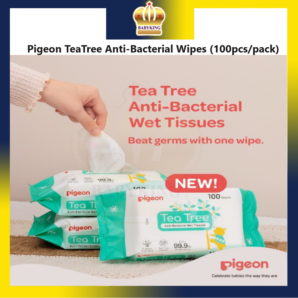 Original Pigeon Tea Tree Anti-Bacterial Wet Tissues Wipes Tisu Basah ...