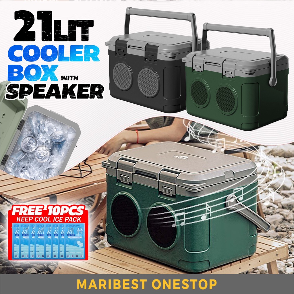 21L Camping Cooler Box With Speaker Travel Picnic Ice Box Cooler Outdoor Portable Fishing Cooler