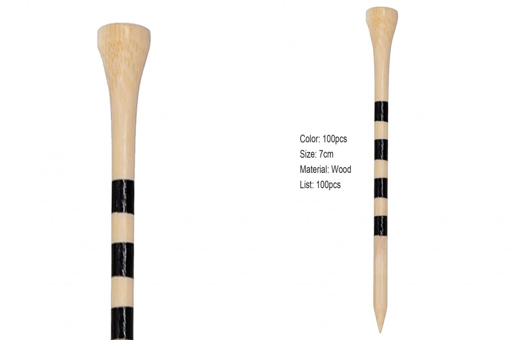 CS.B 100Pcs Portable Wood Golf Tees Training Aid Tool Professional Golf