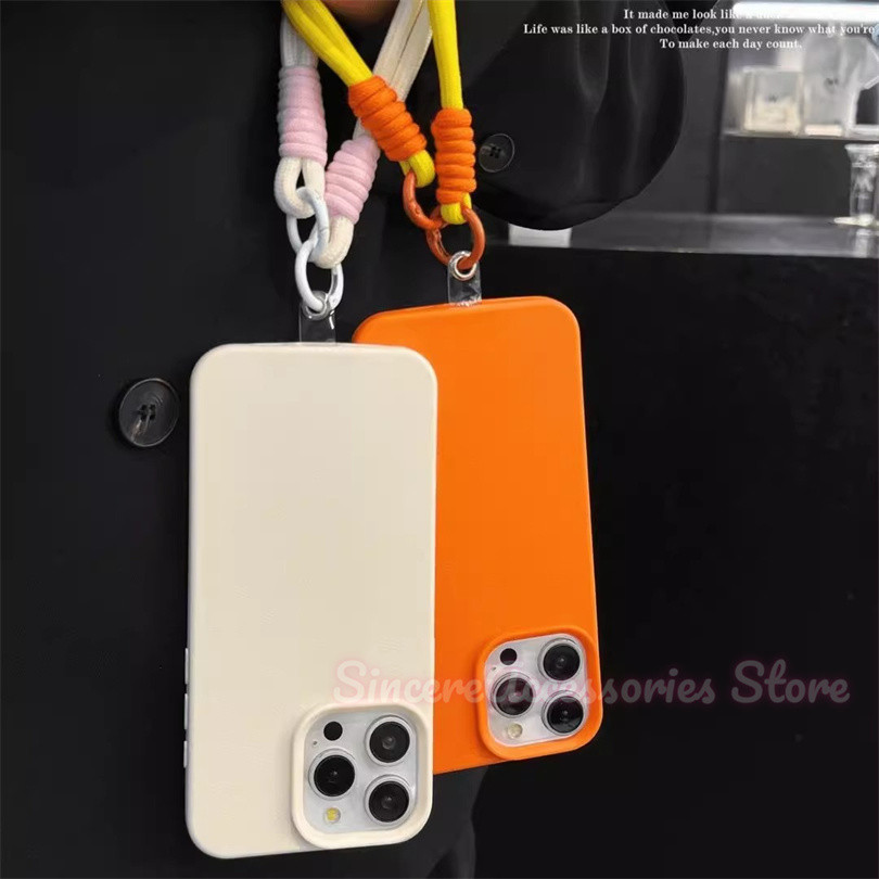 TPU Solid Color Lanyard and Case Compatible For iPhone 16 11 12 13 15 ...