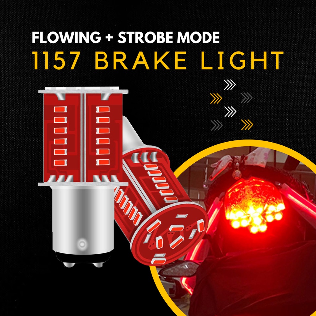 1PC Motorcycle Car Brake Light Dual Mode 1157/P215W (Flowing + Strobe