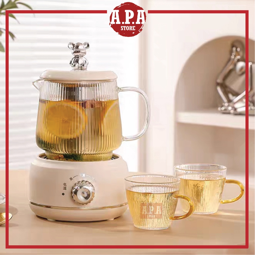 APA Bear Health Smart Electric Glass Stew Cup Warmer Coffee Tea Mug ...