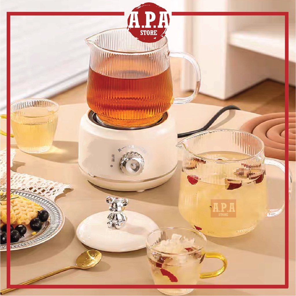 APA Bear Health Smart Electric Glass Stew Cup Warmer Coffee Tea Mug ...