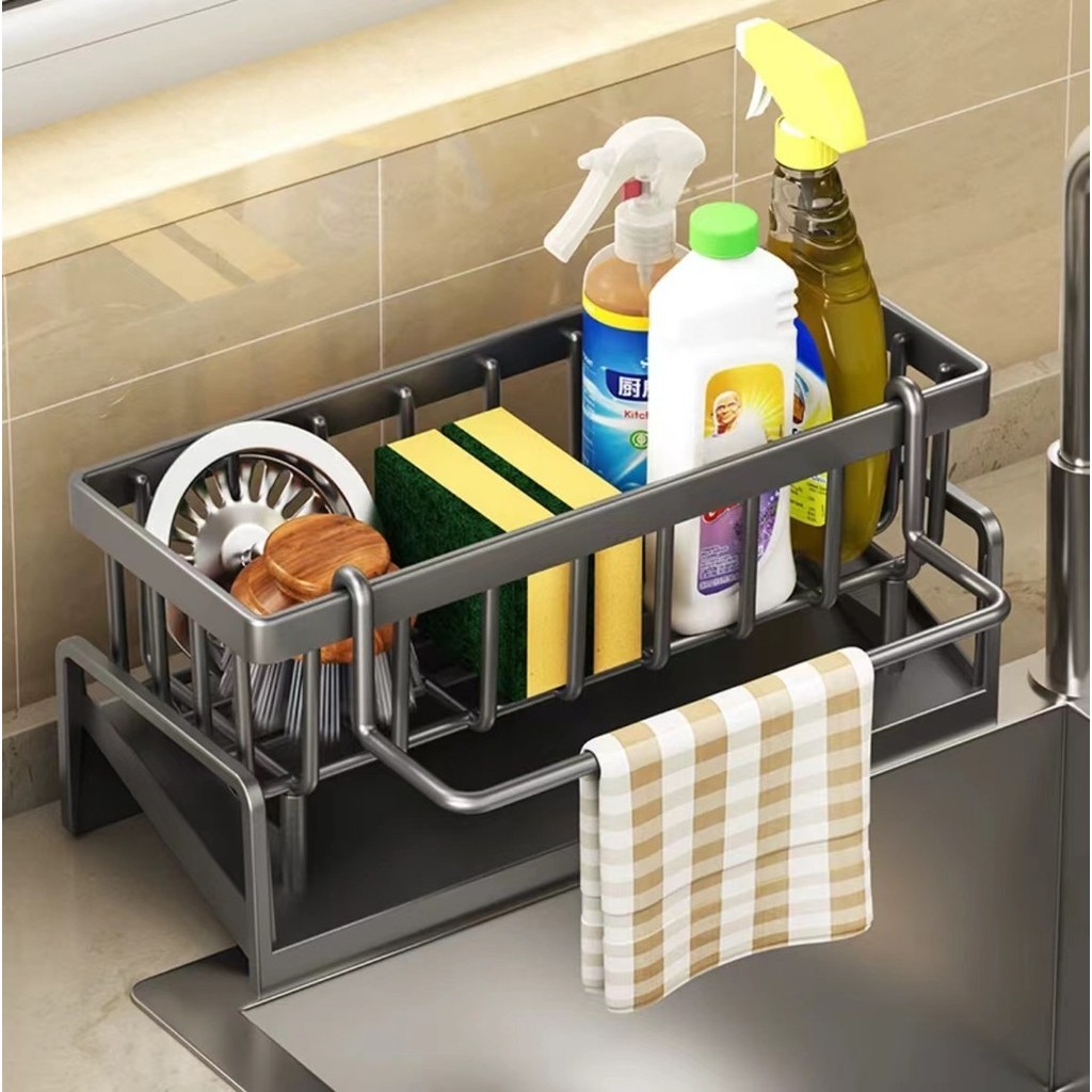 Rack Carbon Steel Paint Kitchen Drain Rack Detergent Sponge Rag Rack ...