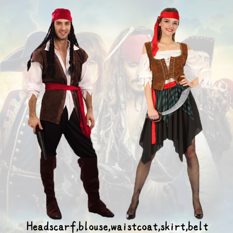 Dress Up As A Caribbean Pirate All-in-one Cosplay Costume For Adults ...