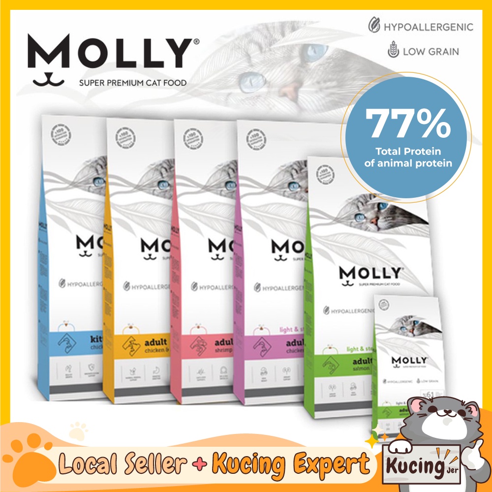 KUCINGJER Pets Molly Cat Food 2kg Molly Kitten Food Cat Dry Food Cat