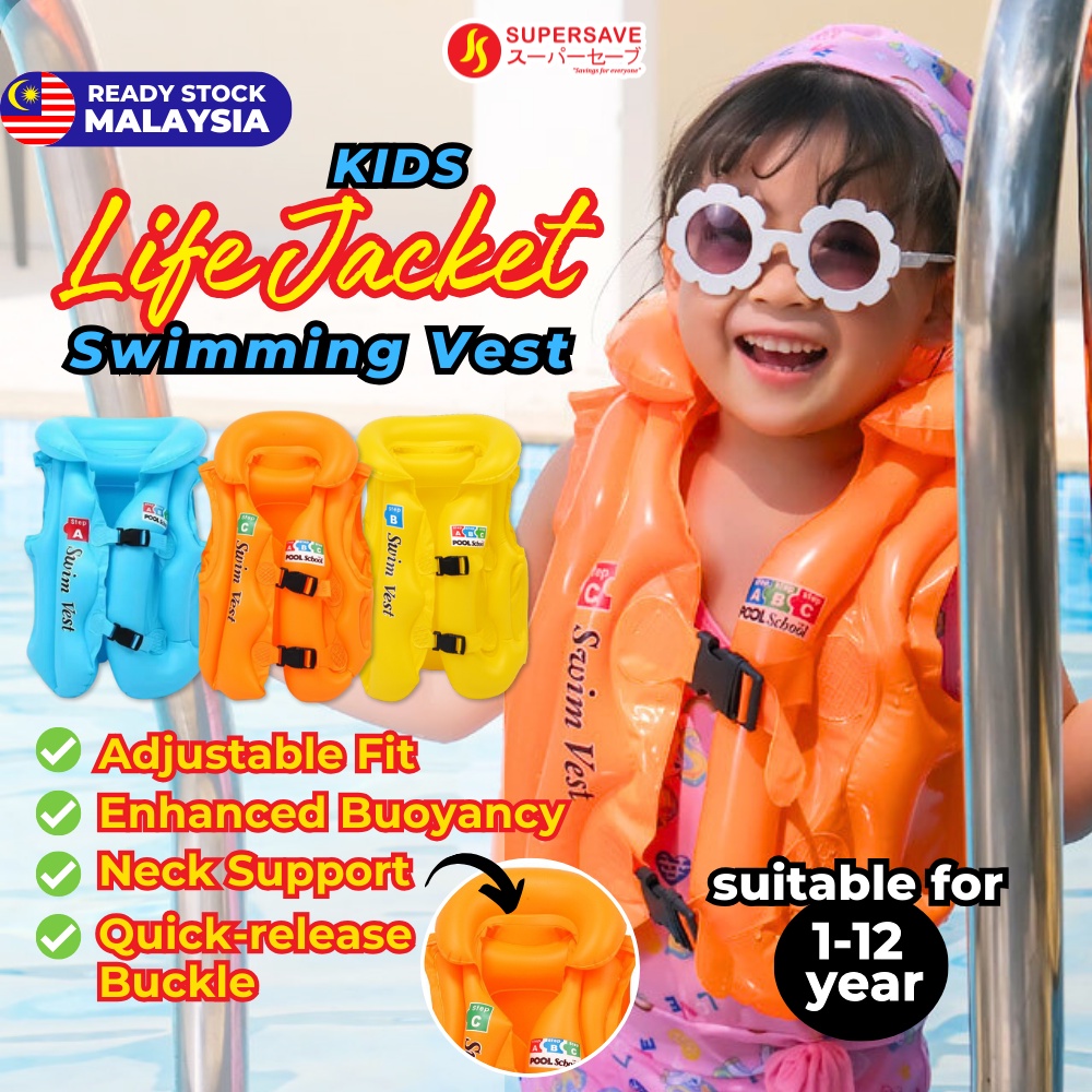 SUPERSAVE Kids Life Jacket Swimming Vest Pelampung Budak Swimming Pool ...